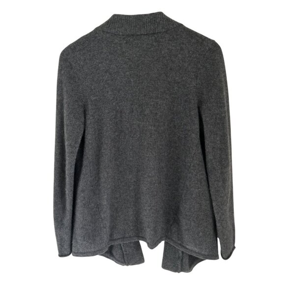 Aqua 100% Cashmere Open Front Dark Gray Cardigan Sweater With Pockets - Picture 4 of 7